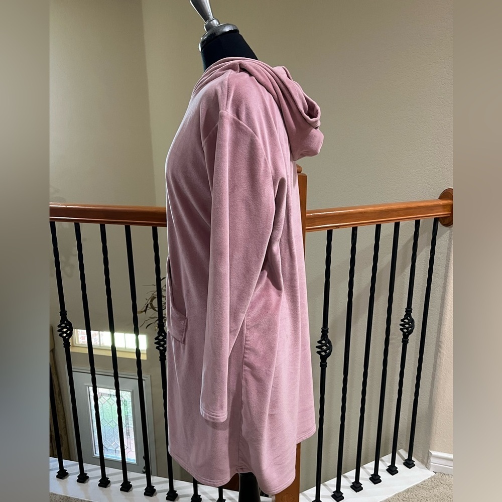 SERRA LADIES Soft Pink FLEECE Hooded LOUNGE DRESS, SIZE L/ XL